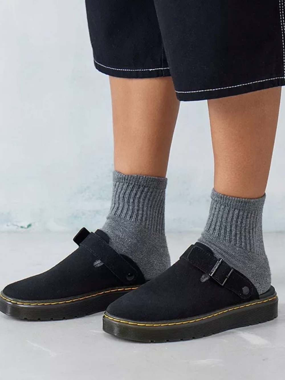 Dr. Martens Carlson Black Suede Leather Slingback Clog Mule Unisex M9 W10 Casual